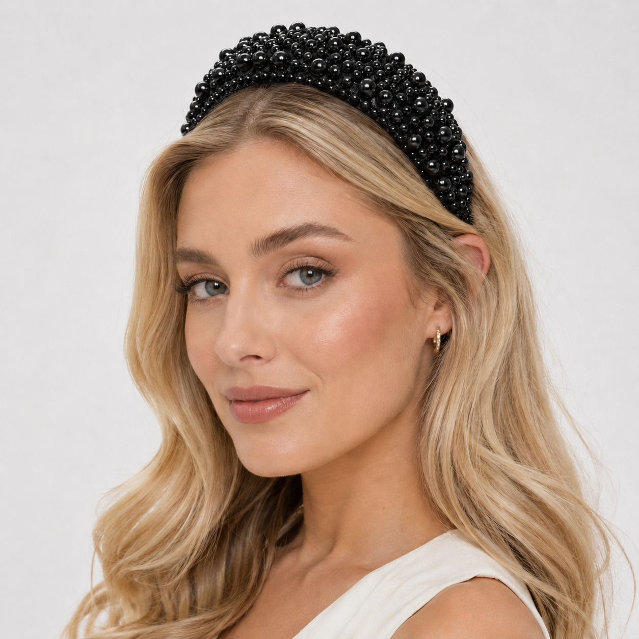 Chunky Black Faux Pearl Headband