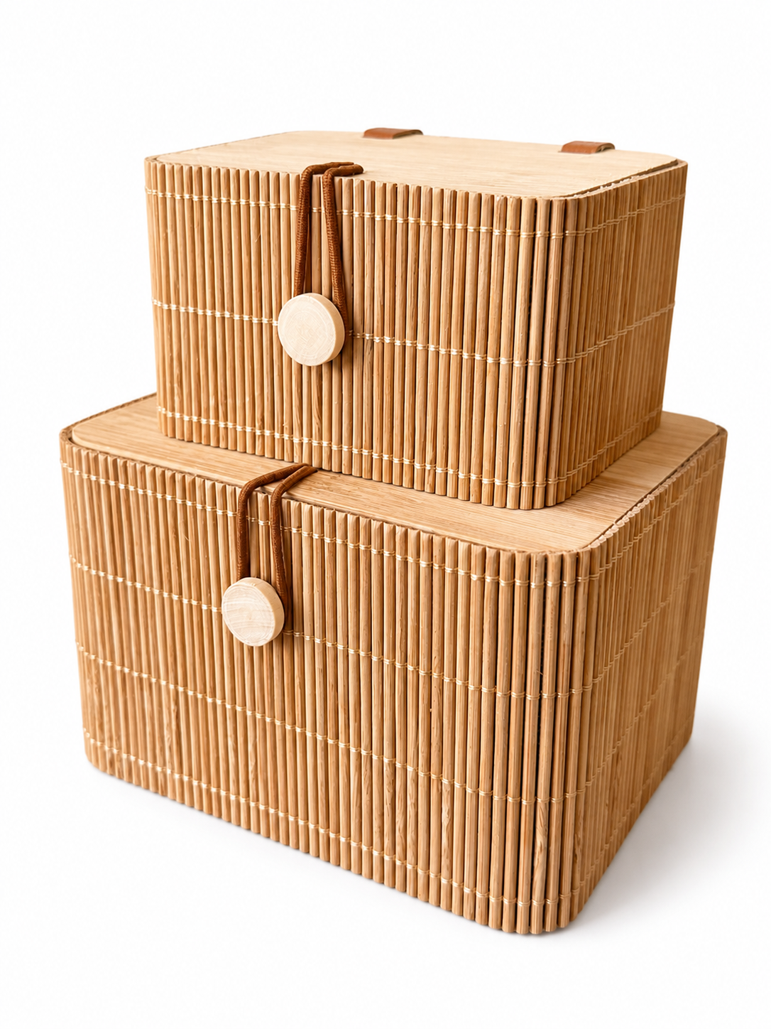 Set of Two Bamboo Storage Boxes