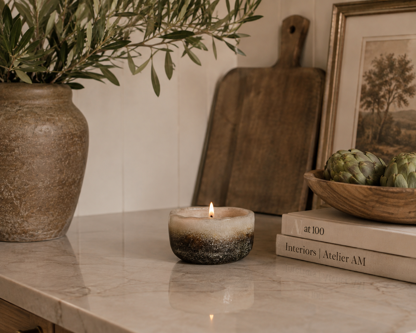 Frosted Grey Recycled Glass Tealight Holder