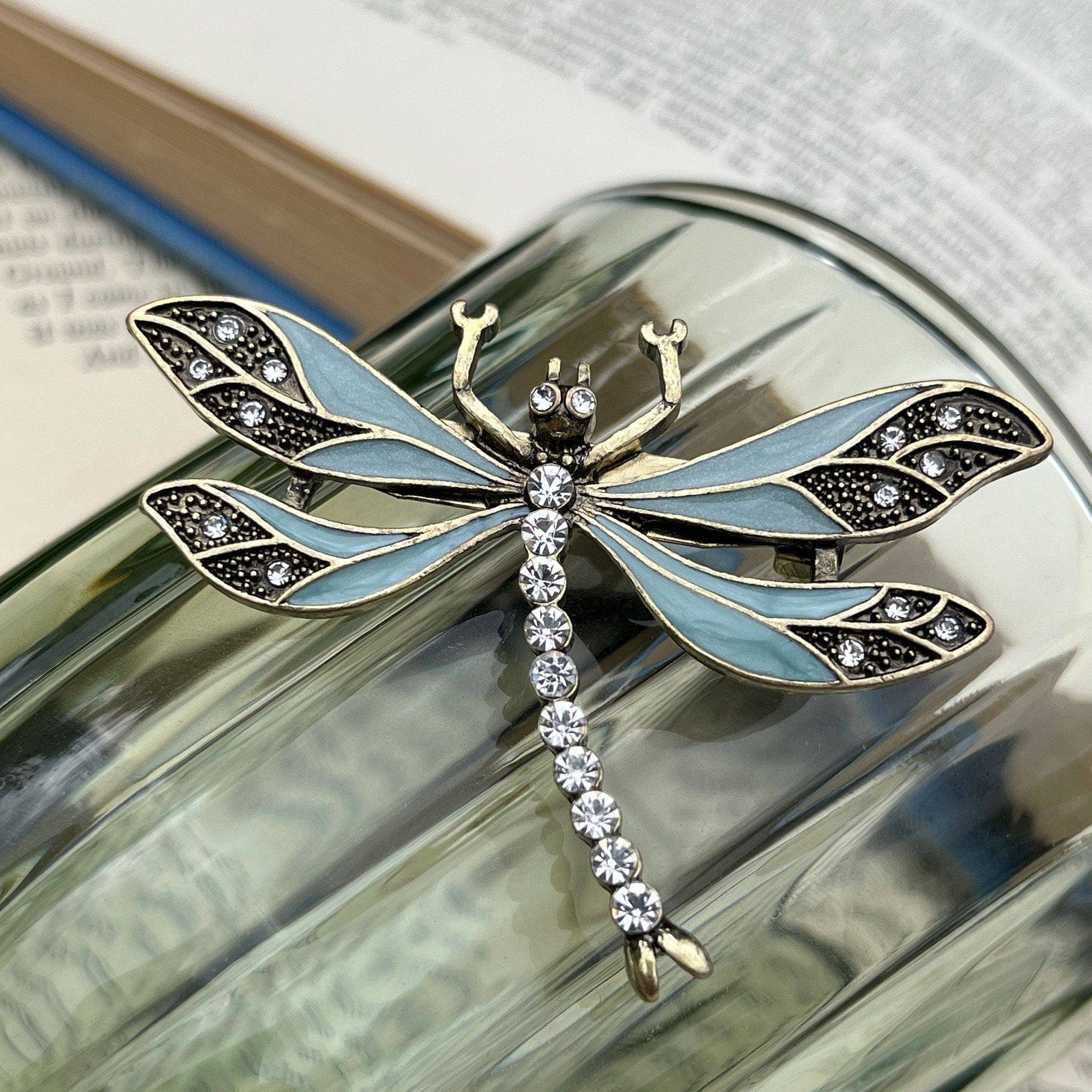 Dragonfly Brooch Duck Egg Green - Pretty Kitty Fashion