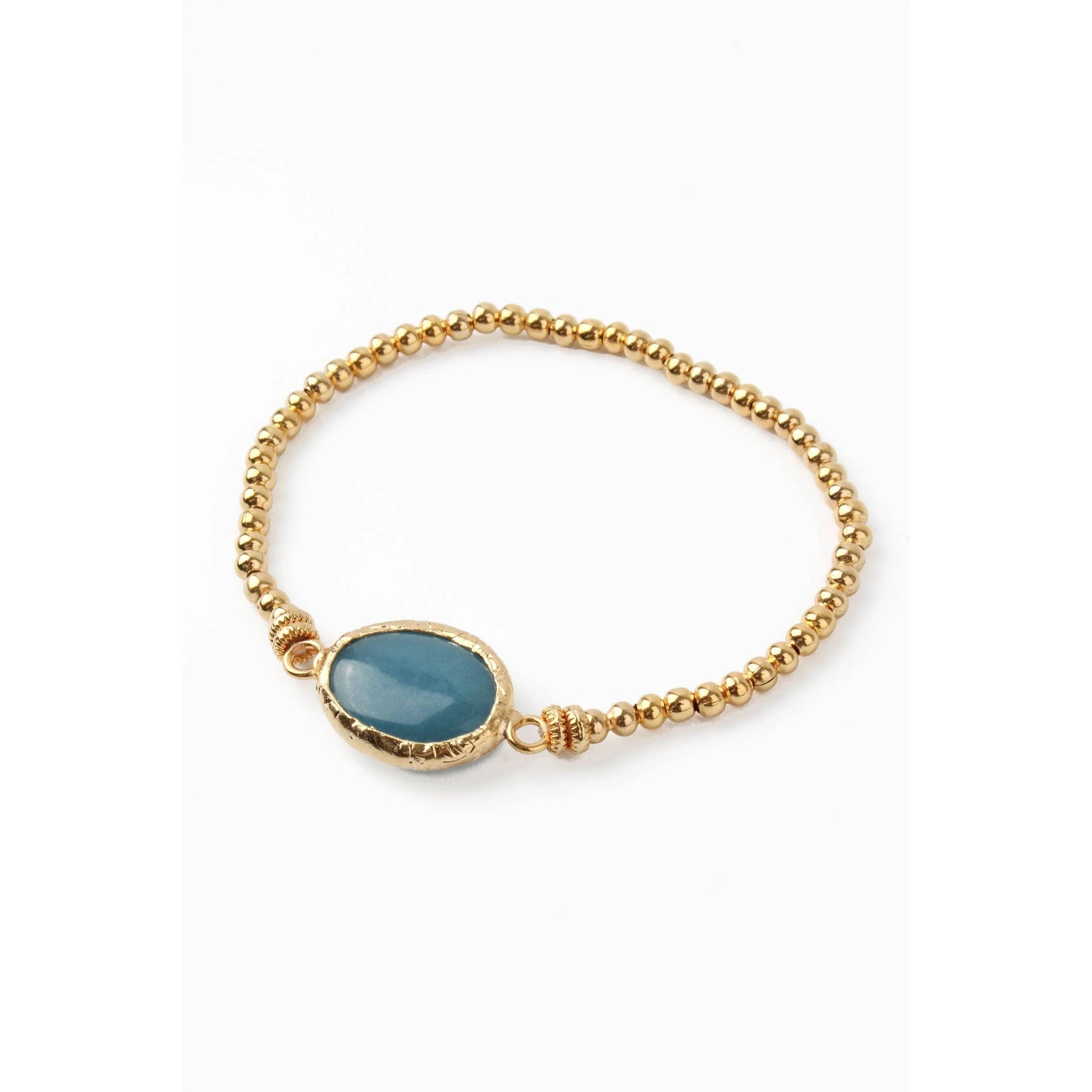 Blue Gemstone Gold Stretch Bracelet