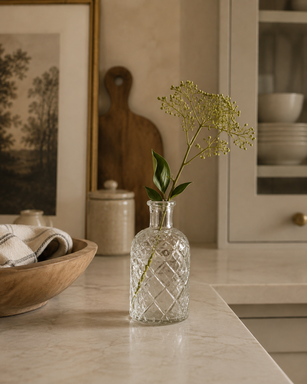 Clear Glass Harlequin Bottle Vase