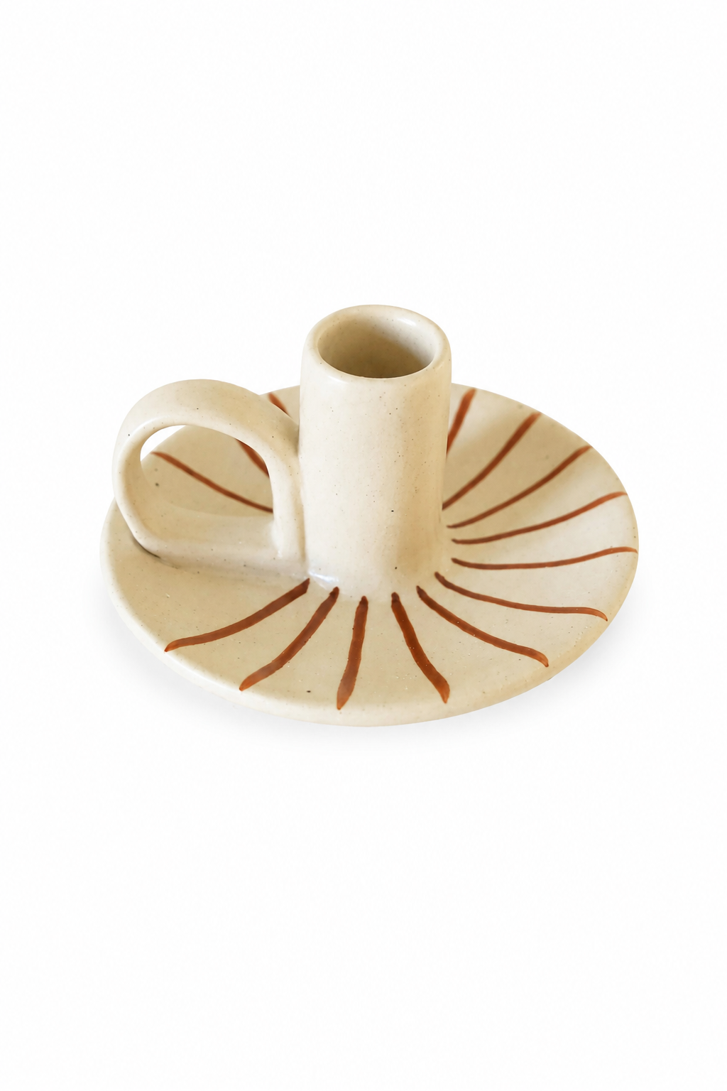 Hand-Painted Stoneware Candle Holder