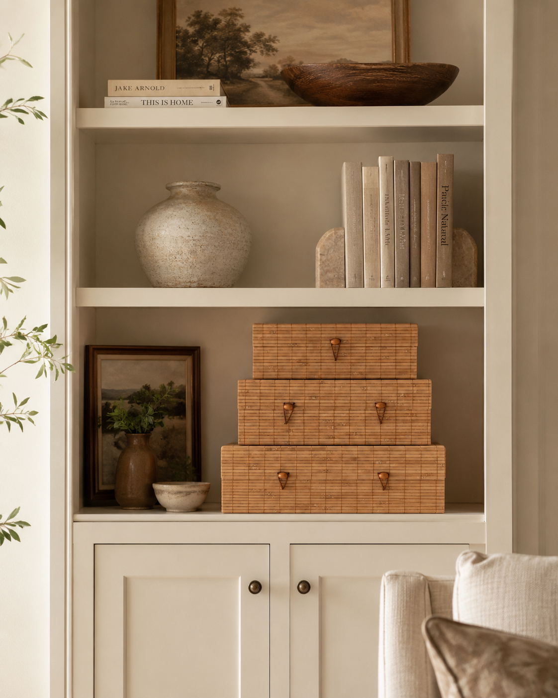 Set of Three Rectangular Bamboo Storage Boxes