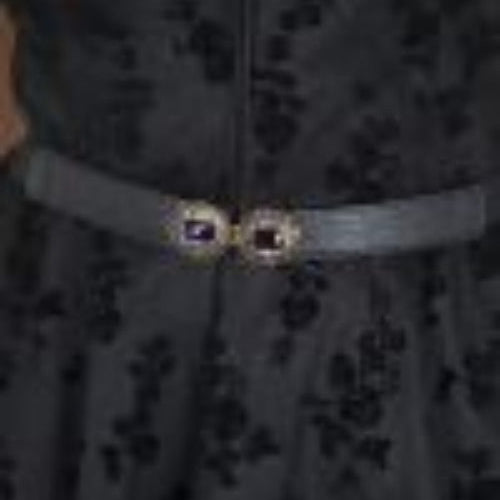 Elegant Blue Jewel Black Elasticated Waist Belt