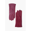 Berry WIne Faux Leather Gloves with Vertical Stitching Detail