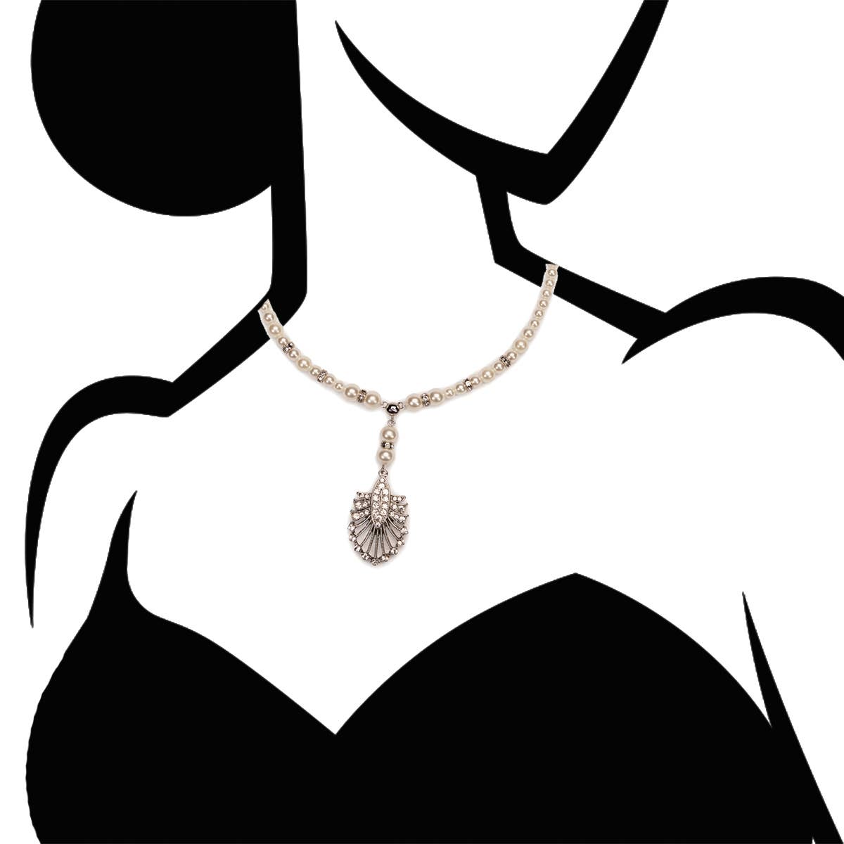 Art Deco Pearl Beaded Tassel Pendant Necklace - Pretty Kitty Fashion