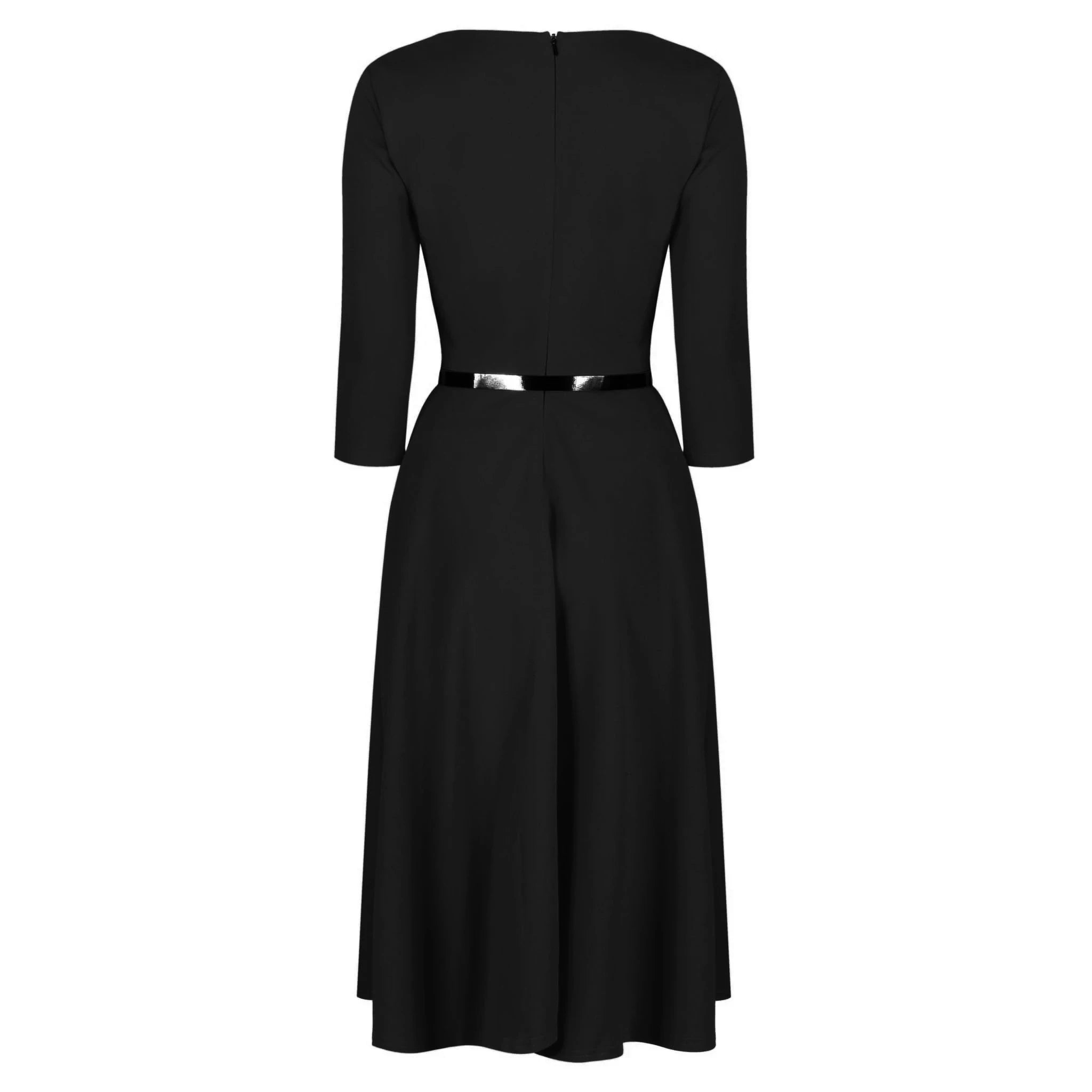 Black 3/4 Sleeve Sweetheart Neckline 50s Swing Dress – Pretty