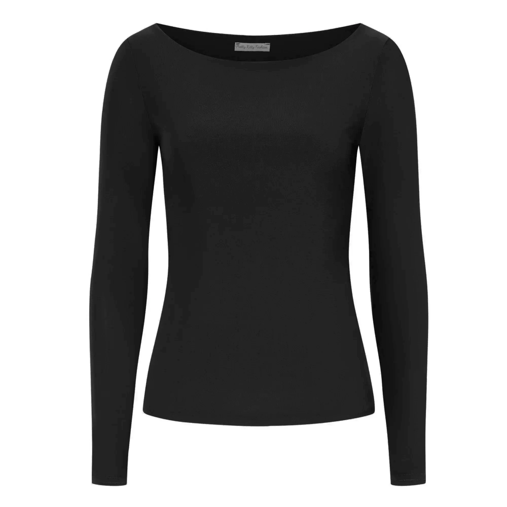 Black Soft Touch Long Sleeve Round Neck Top