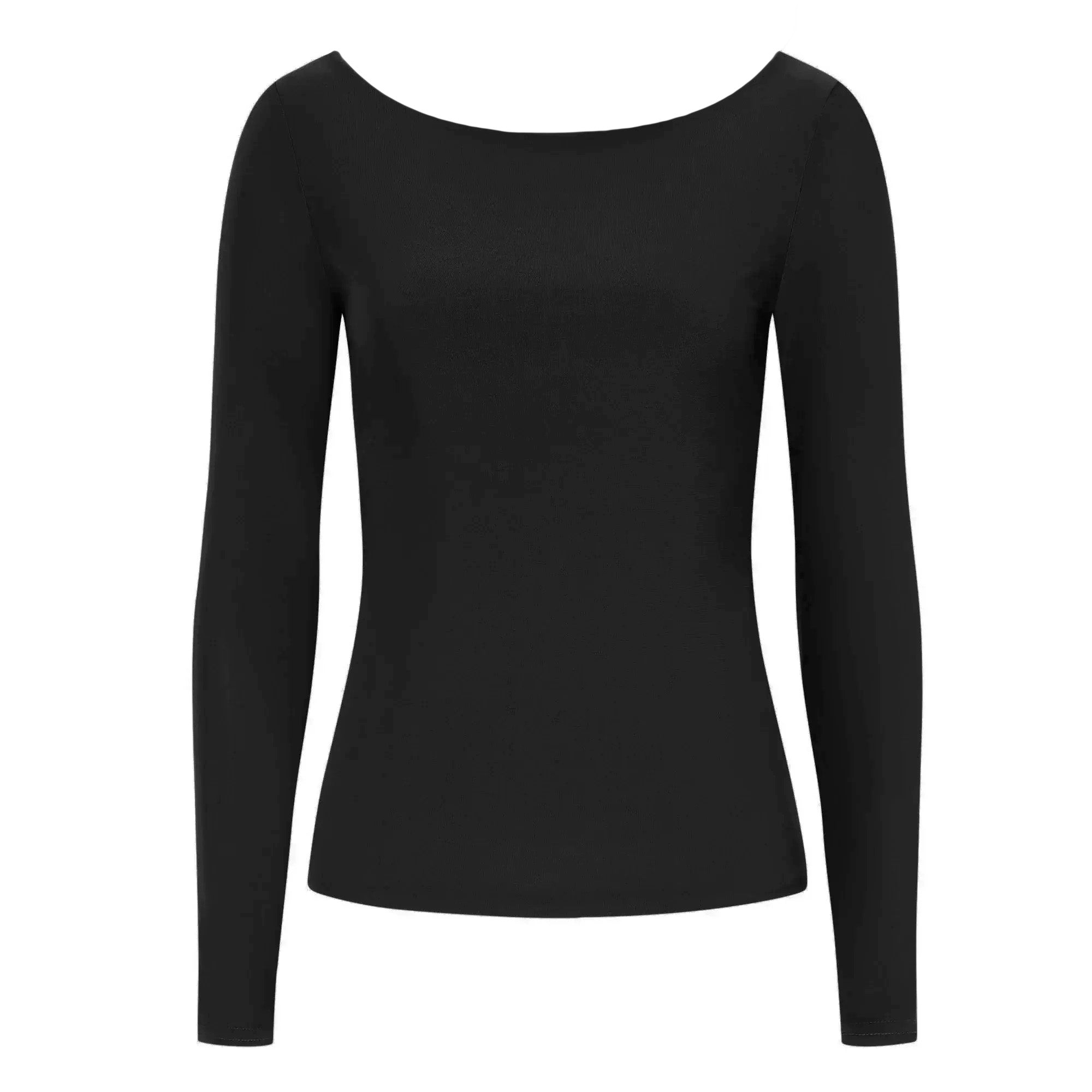 Black Soft Touch Long Sleeve Round Neck Top