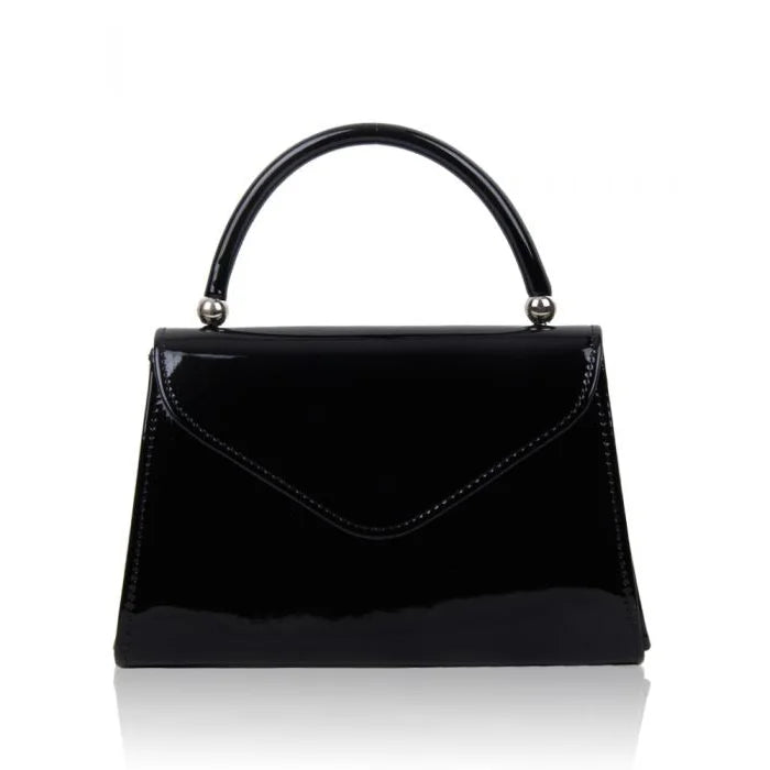 Black Classic Trapezium Shape Handbag With Top Handle