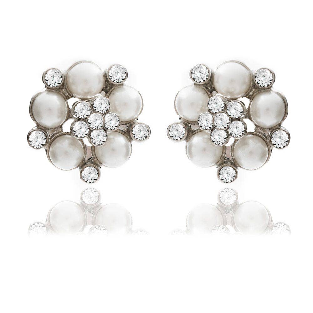 Audrey Hepburn Vintage Style Bridal Pearl Studs Earrings - Pretty Kitty Fashion