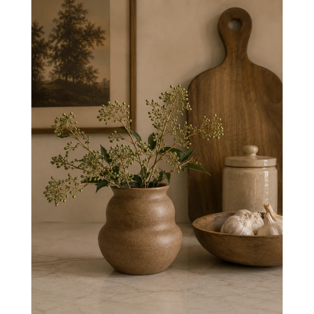 Warm Brown Sculptural Ceramic Vase