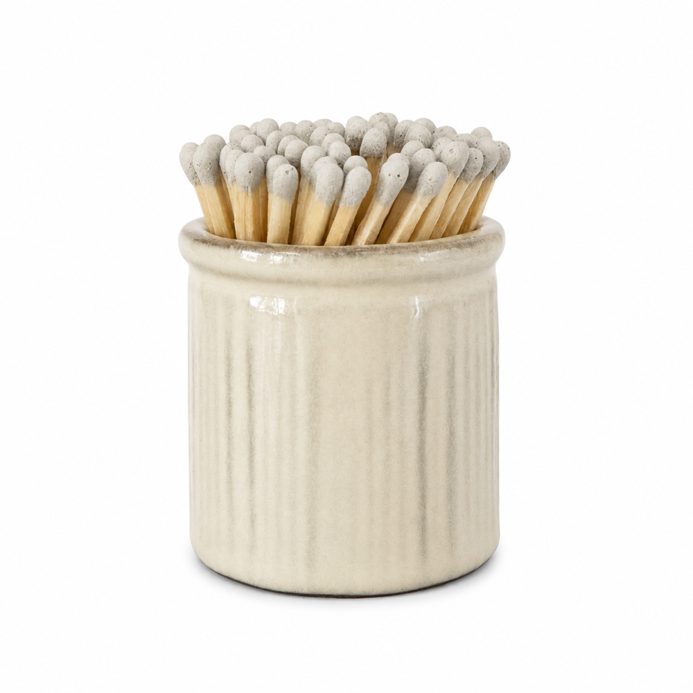Natural Ridged Stoneware Match Striker Pot