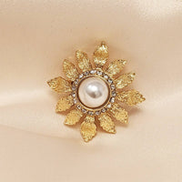 Sunflower 50s Pearl and Gold brooch - Pretty Kitty Fashion