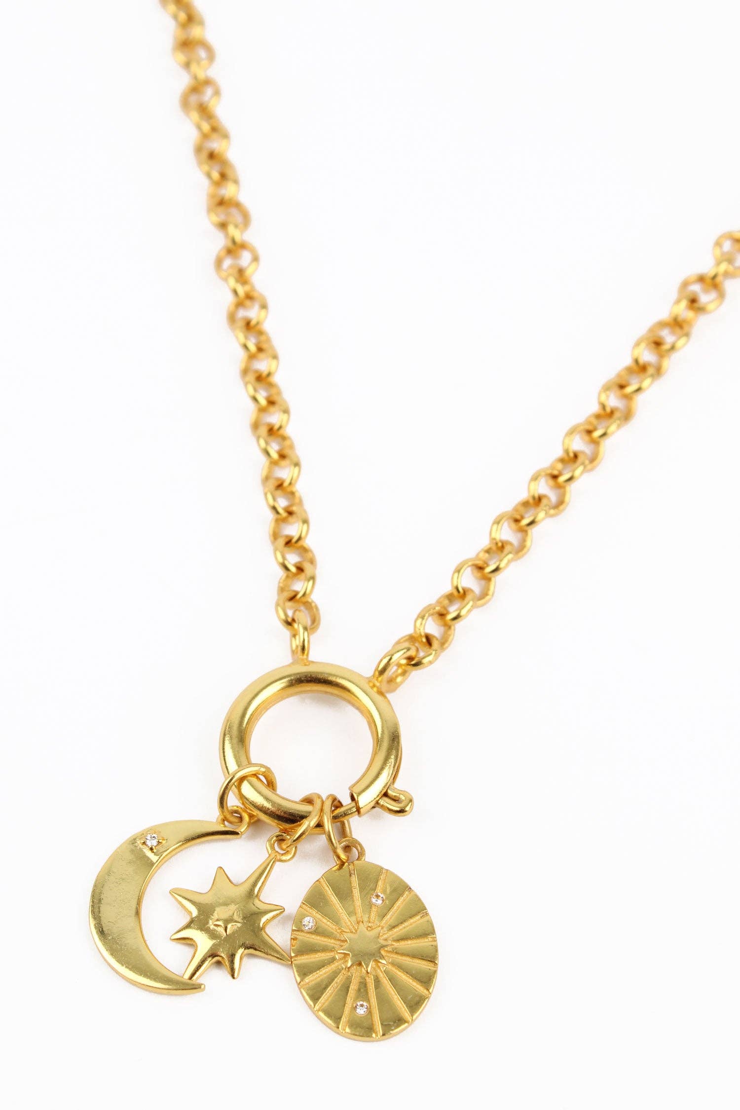 Gold Celestial Charm Pendant Necklace - Pretty Kitty Fashion