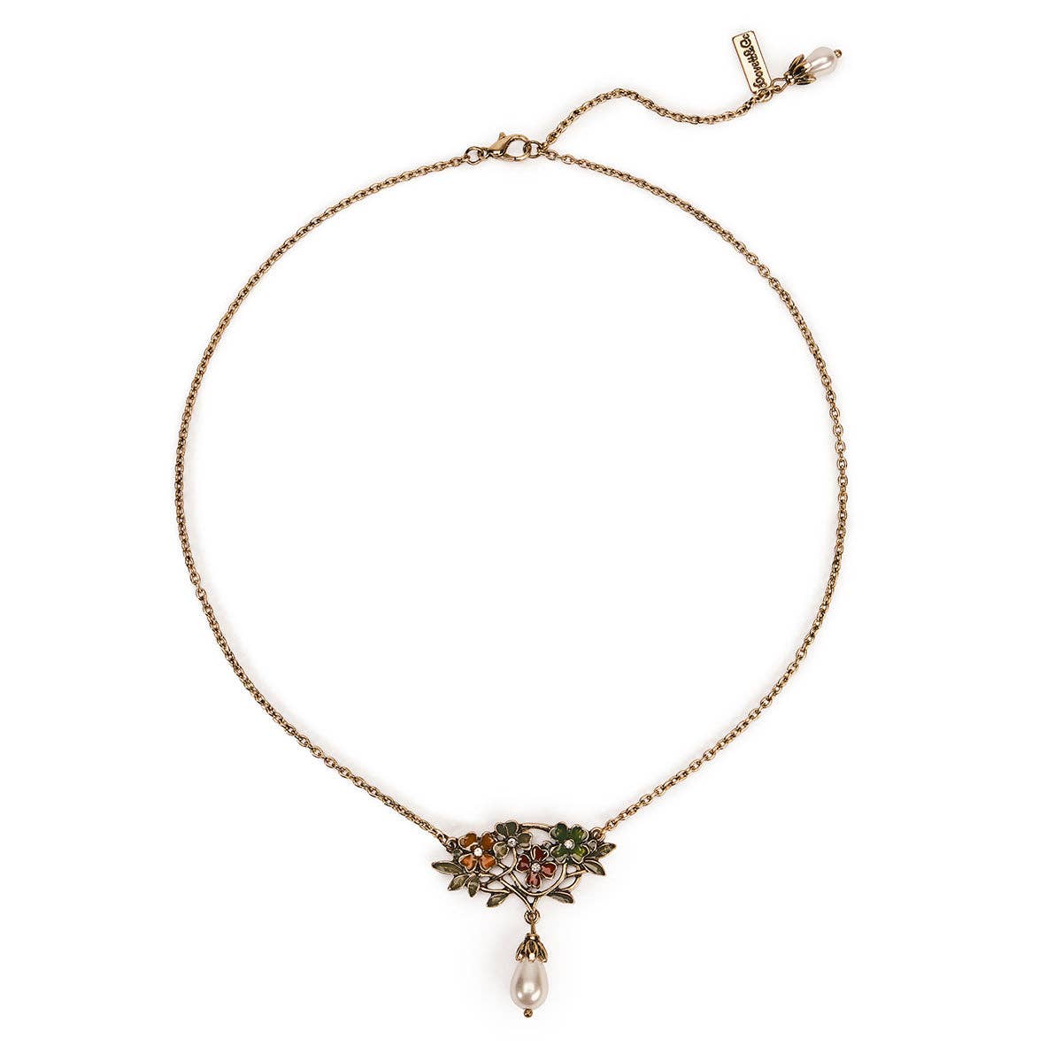 Handmade Art Nouveau Necklace: Enamel Flower Necklace