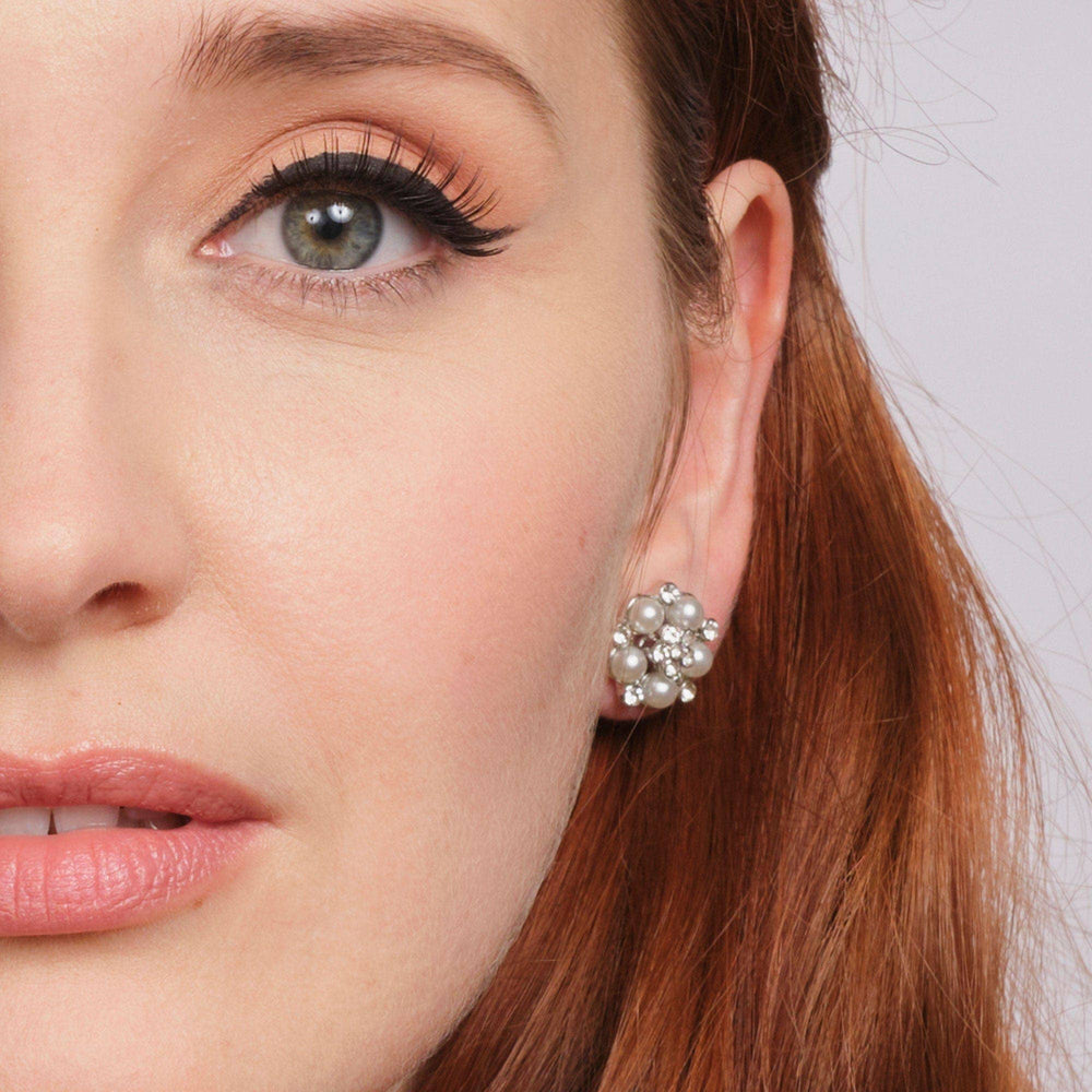 Audrey Hepburn Vintage Style Bridal Pearl Studs Earrings - Pretty Kitty Fashion