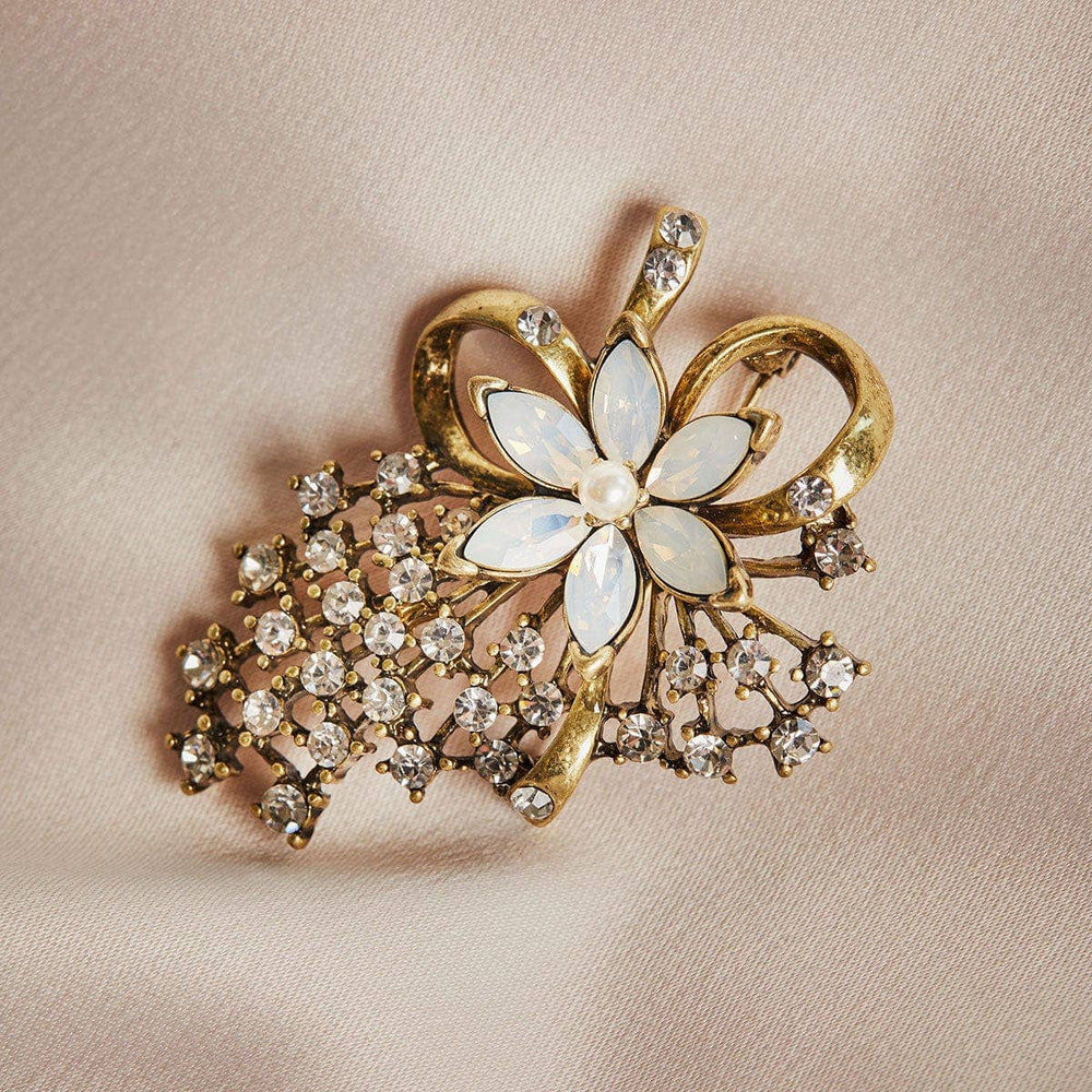 Miriam Haskell Flower Diamante Brooch