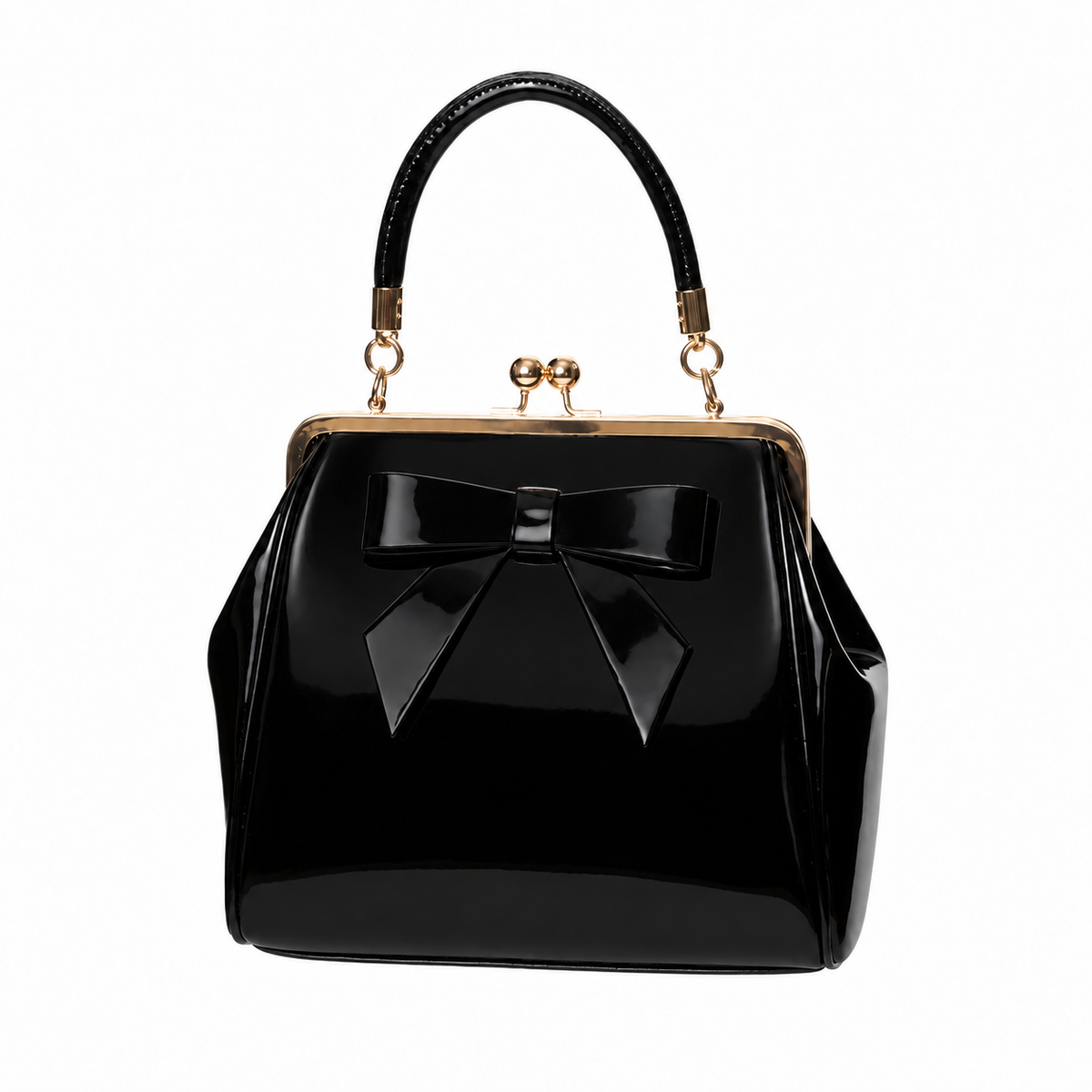 Black Retro Patent Handbag