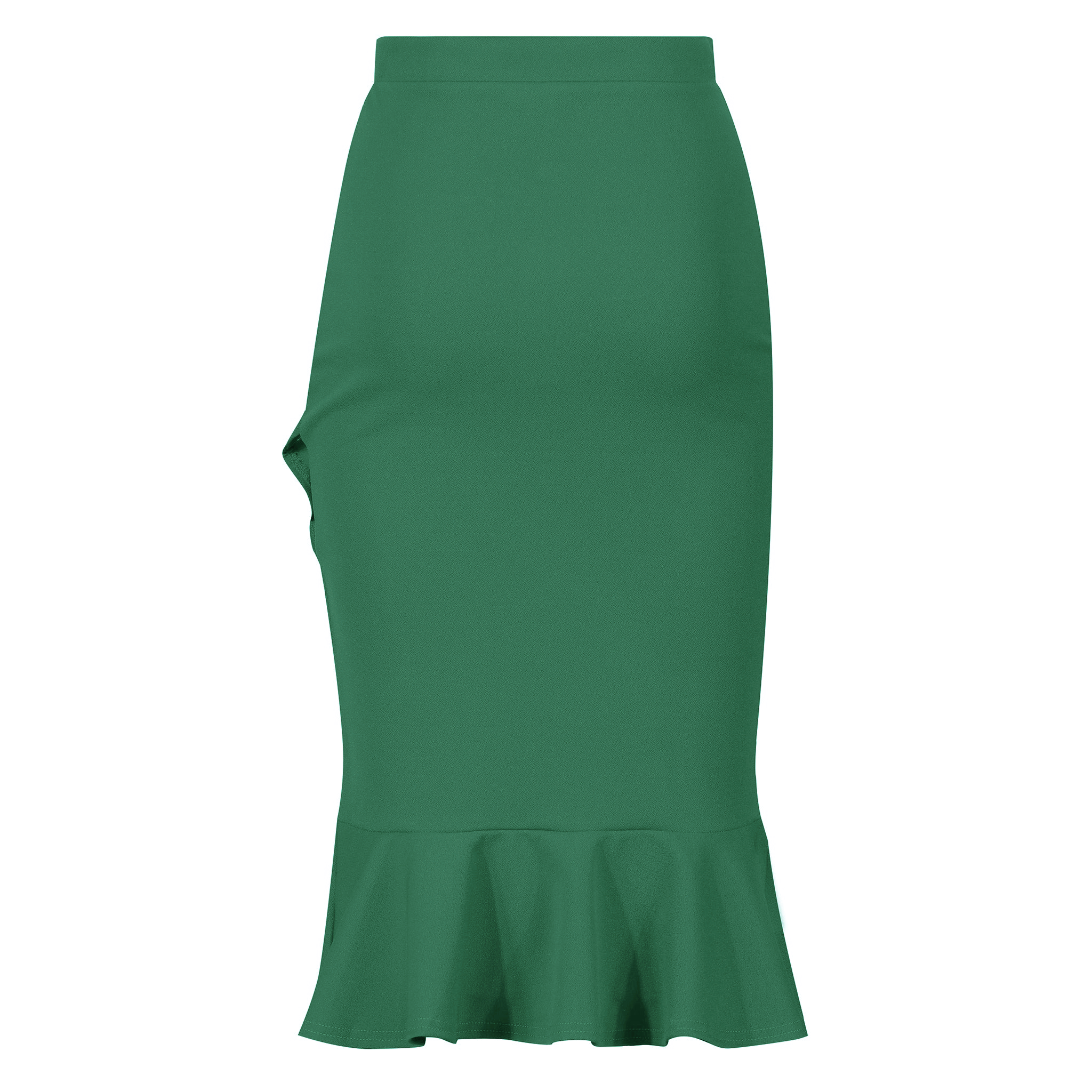 Emerald Green Ruffle Wiggle Skirt
