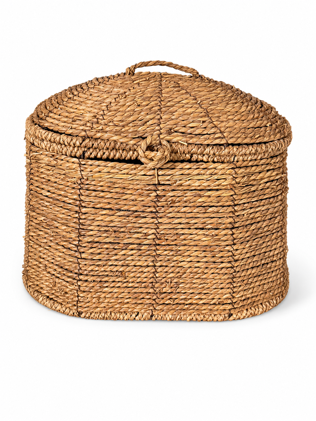Natural Woven Lidded Storage Basket