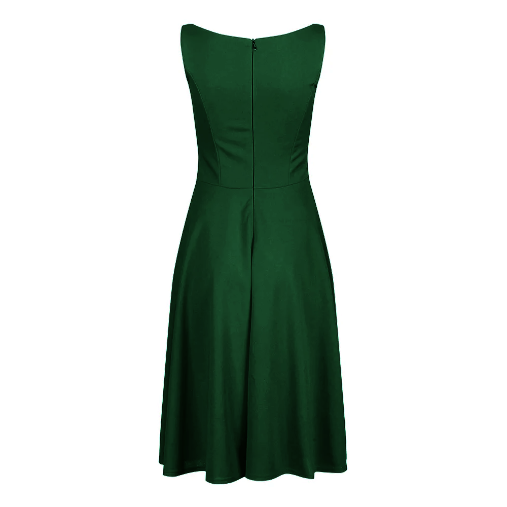 Forest Green Audrey 1950s Style Swing Dress