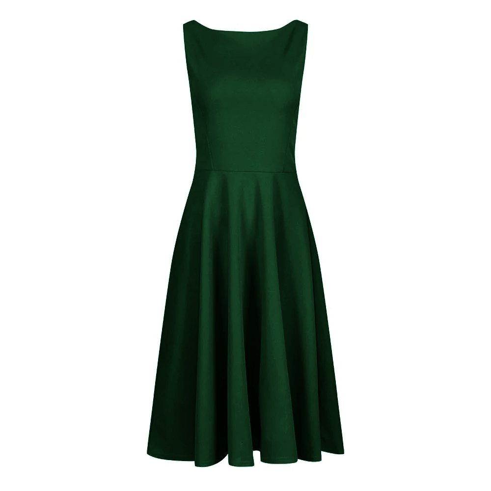 Forest Green Audrey 1950s Style Swing Dress