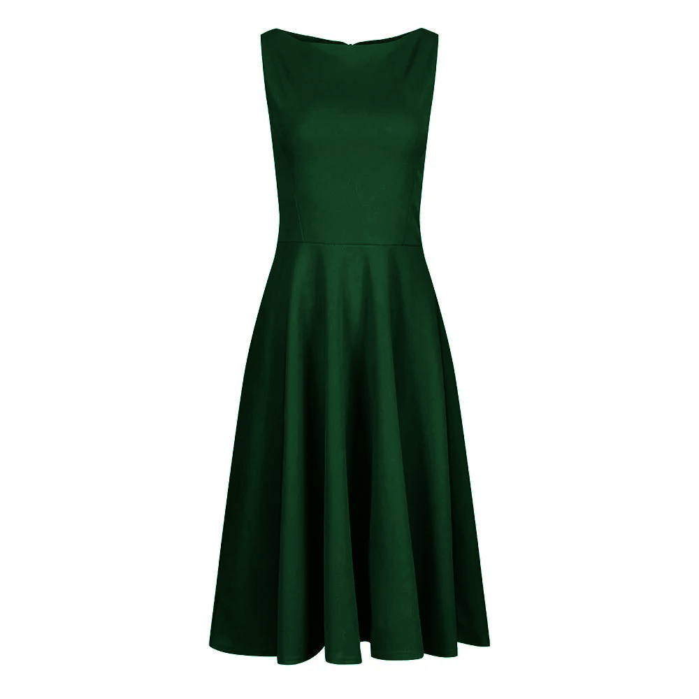 Forest Green Audrey 1950s Style Swing Dress