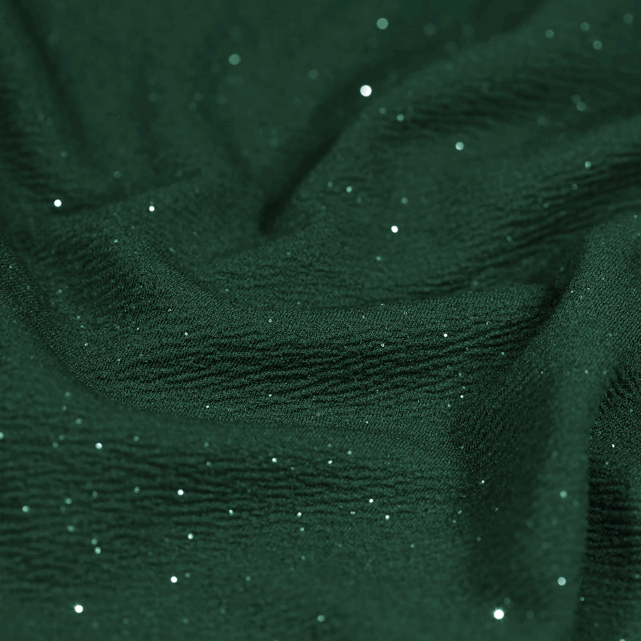 Forest Green Sparkly Glitter A Line Crossover Top Capped Sleeve Tea Swing Dress