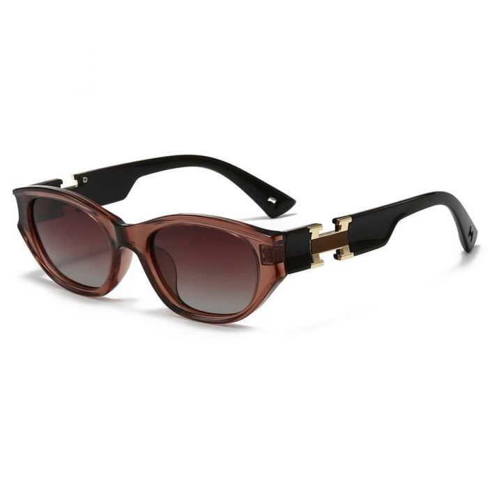 Oval Cat Eye Sunglasses With Gold Trim