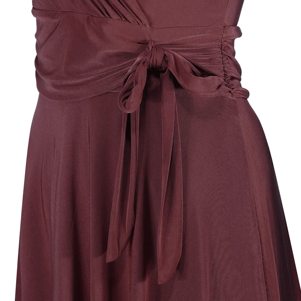 Red Cap Sleeve Crossover V Neck Wrap Top Swing Dress - Pretty Kitty Fashion