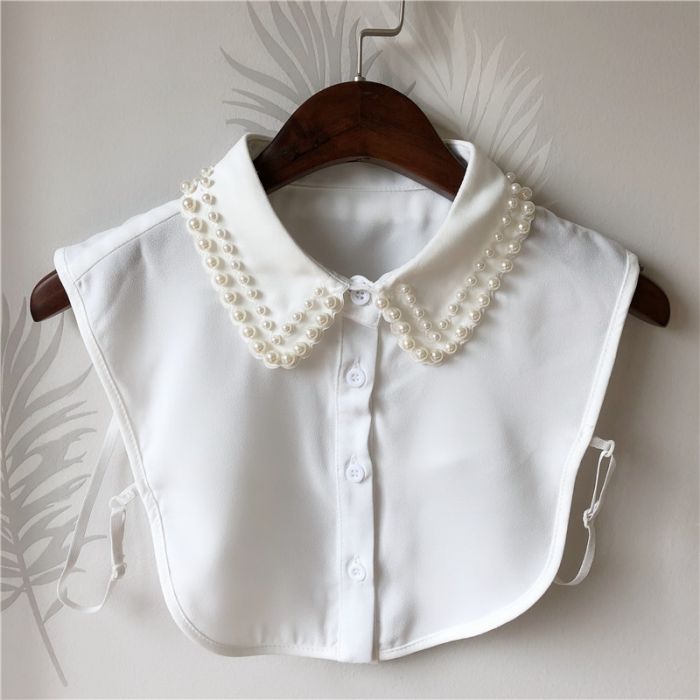 Pearl Edge Detachable White Fake Shirt Collar