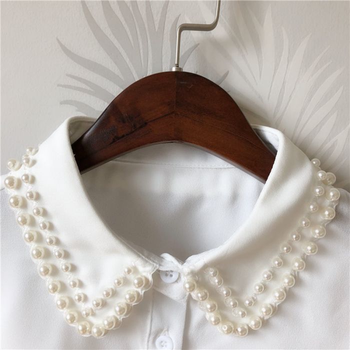 Pearl Edge Detachable White Fake Shirt Collar