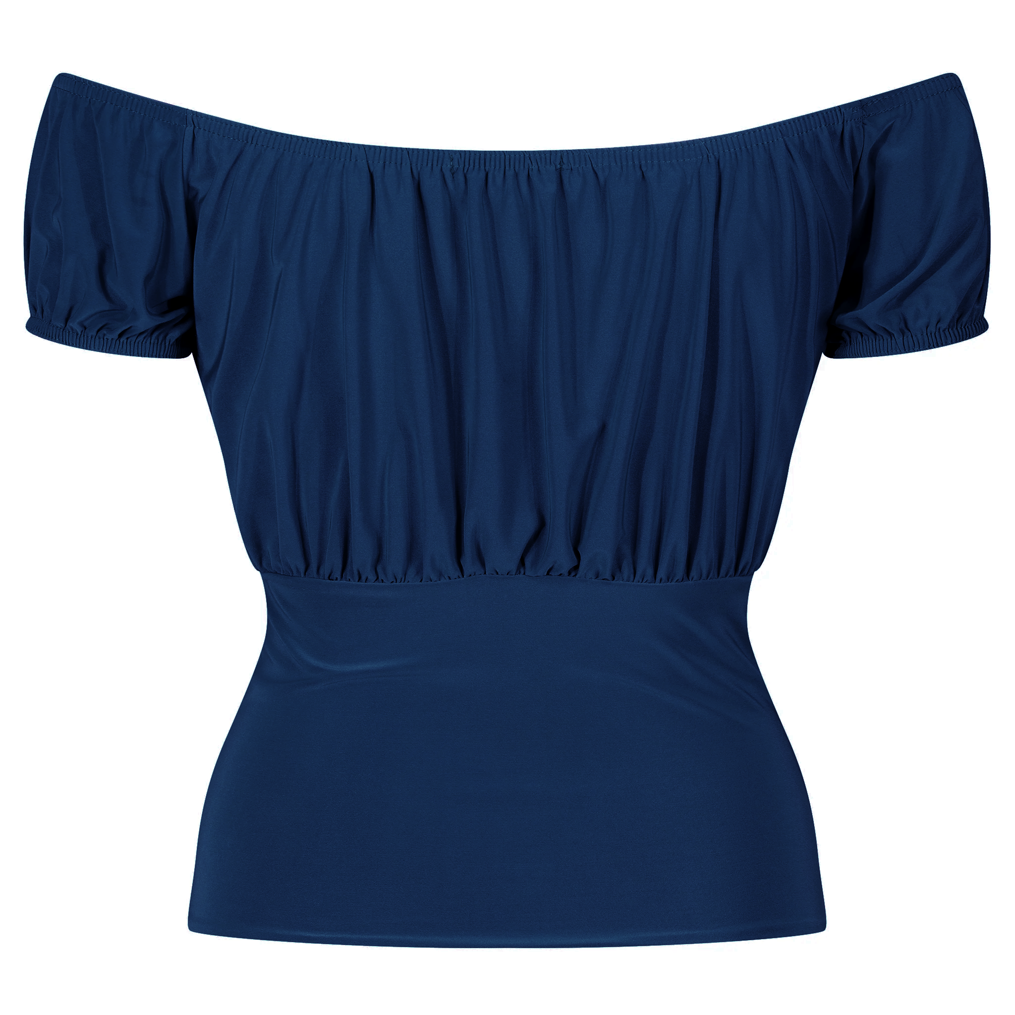 Navy Blue Stretch Off the Shoulder Ruched Top