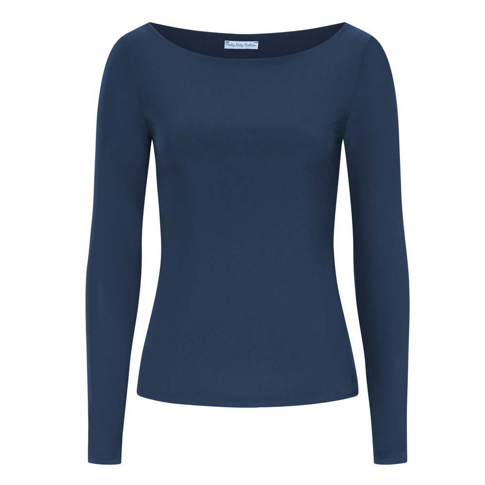 Navy Round Neck Soft Touch Long Sleeve Top