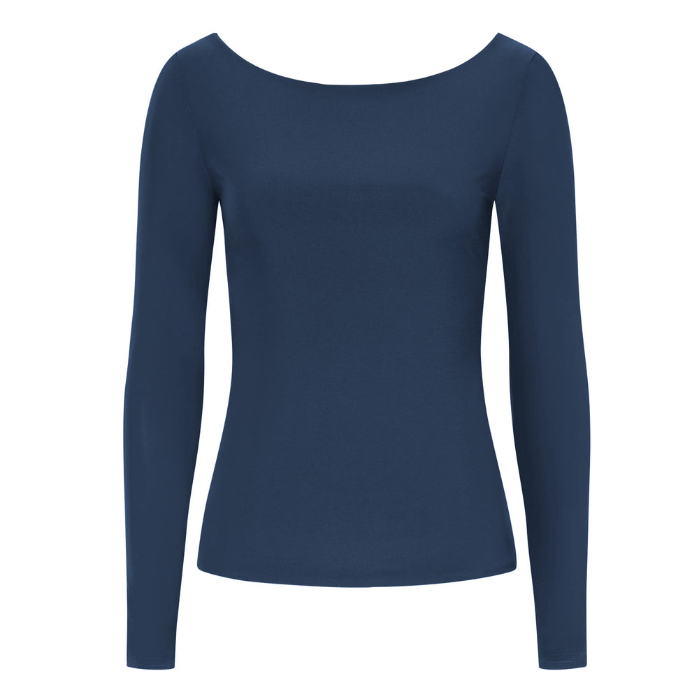 Navy Round Neck Soft Touch Long Sleeve Top