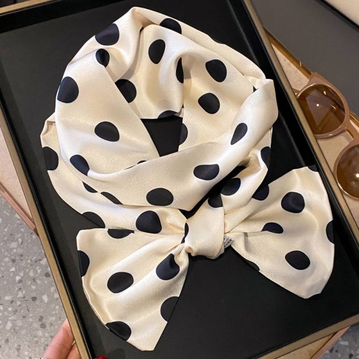 Luxury Black And Ivory Silk Feel Scarf
