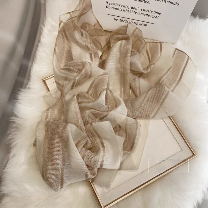 Lightweight Metallic Silk Thread Scarf