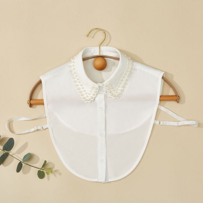 Pearl Edge Detachable White Fake Shirt Collar
