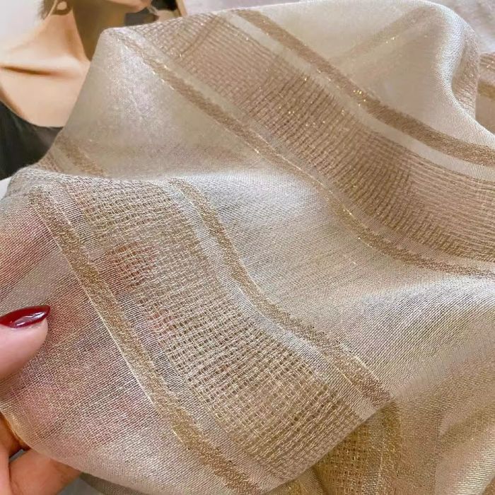 Lightweight Metallic Silk Thread Scarf