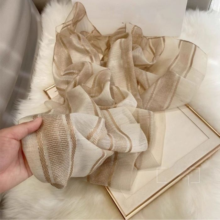 Lightweight Metallic Silk Thread Scarf