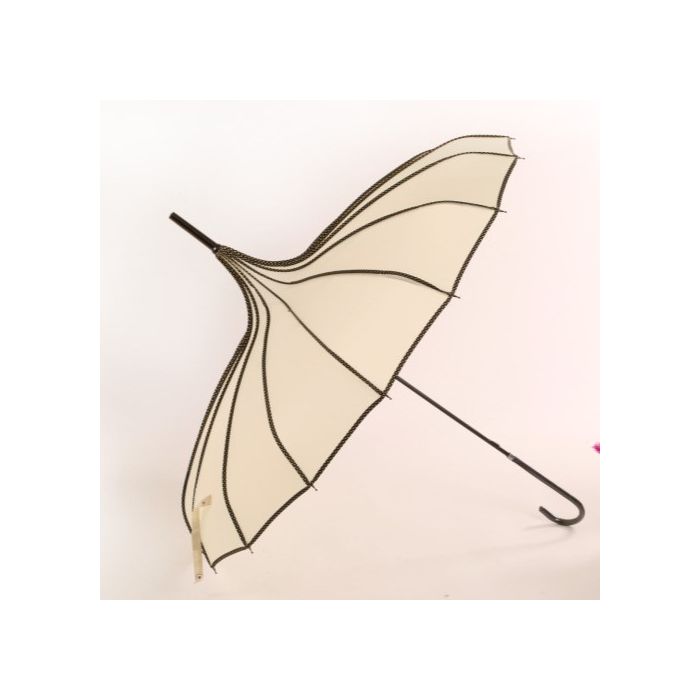 Cream Pagoda With Black Trim Umbrella