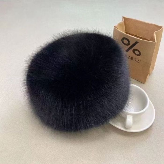 Black Faux Fur Plush Winter Warm Hat
