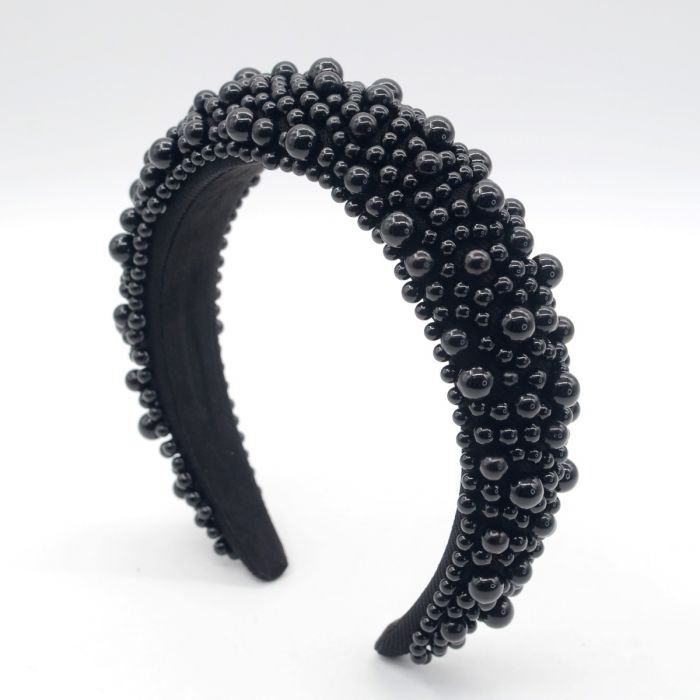 Chunky Black Faux Pearl Headband