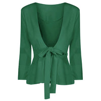Red Long Sleeve Tie Front Jacket - Pretty Kitty Fashion