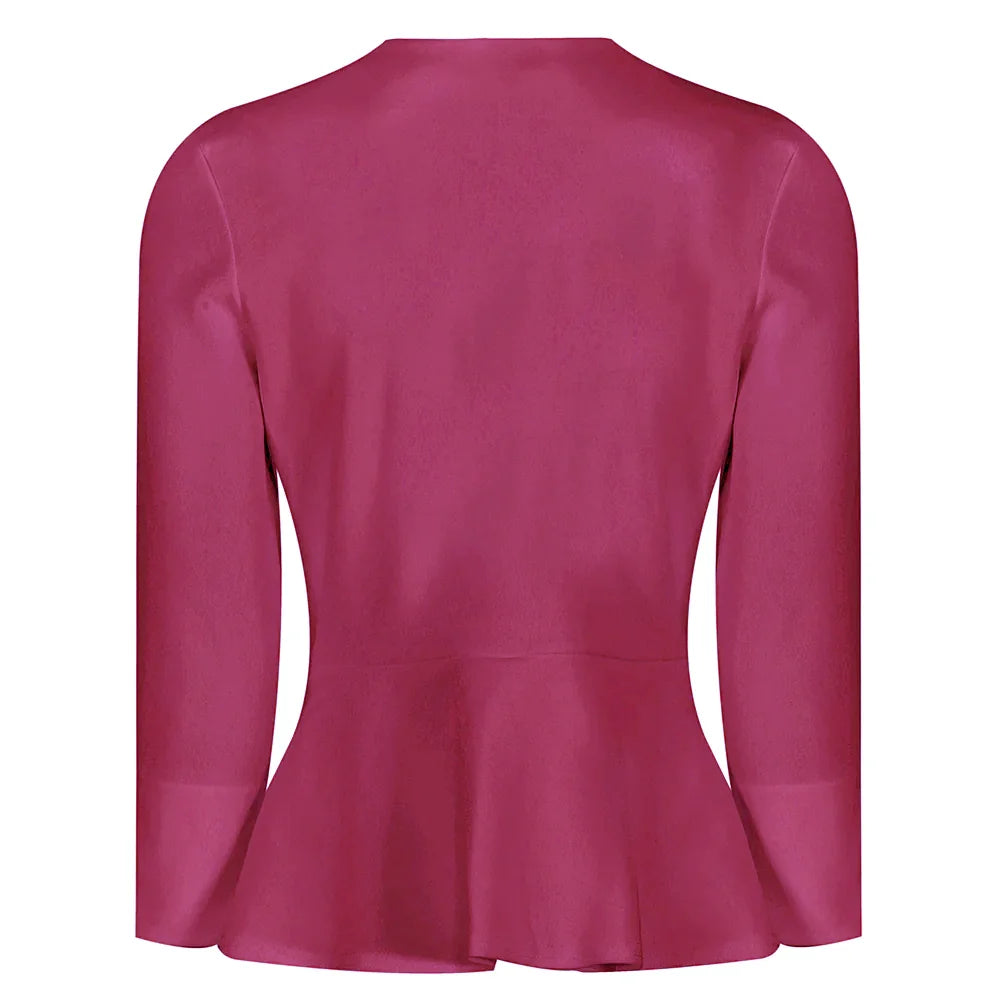 Red Long Sleeve Tie Front Jacket - Pretty Kitty Fashion