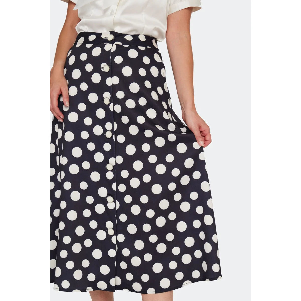 Black and White Polka Dot Flare Skirt