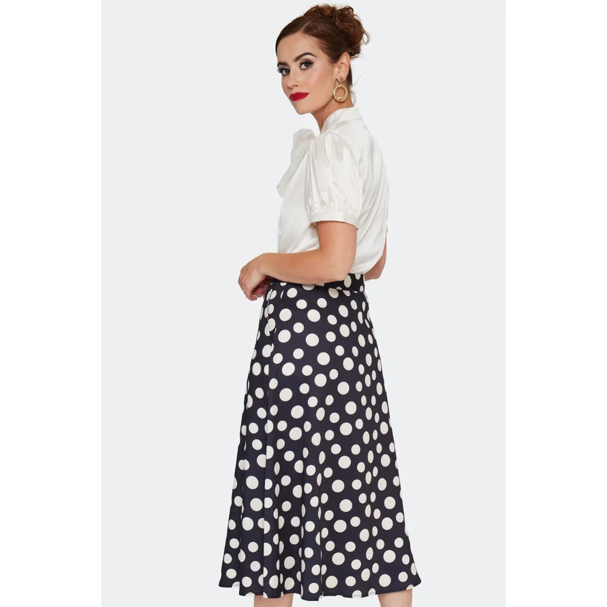 Black and White Polka Dot Flare Skirt