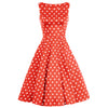 Red & White Polka Dot Audrey Hepburn Style 50s Swing Dress